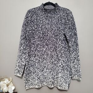 J. Jill Pure Jill Mock Neck Sweater Womens Size XS Black Gray Knit Ombre Speck